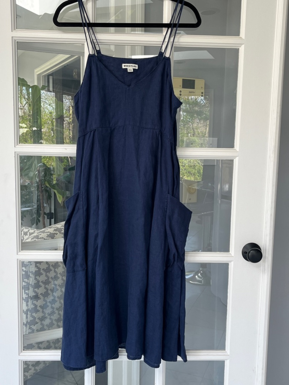 Whistles Marina Linen Swing Dress in navy Sz 8